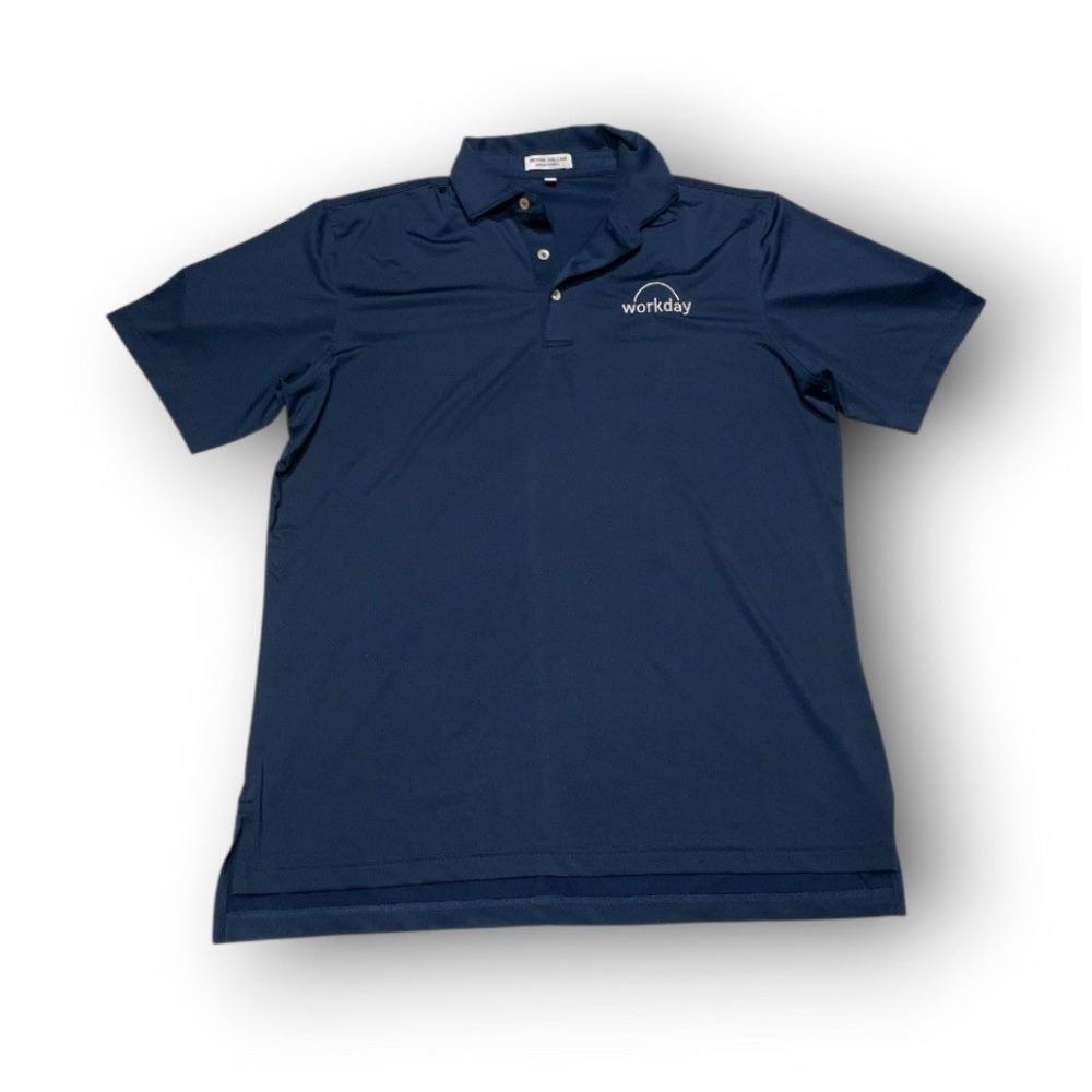 Peter Millar Summer Comfort Polo Shirt Mens Medium Navy Blue Workday Corporate